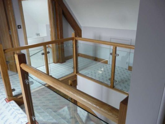 Glass balustrading stairway interior